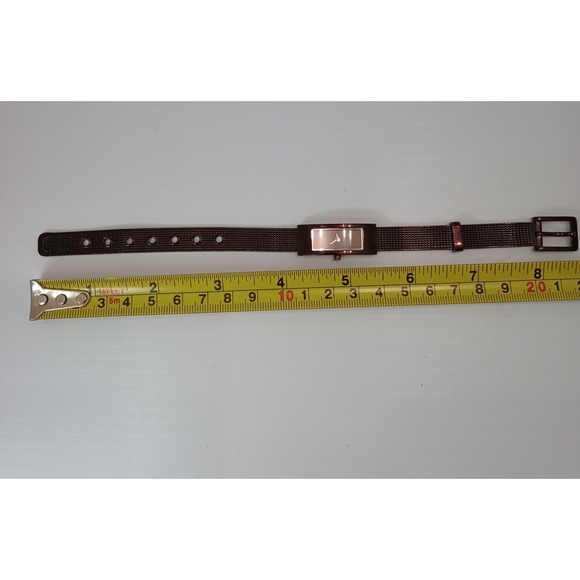 DKNY Women Chocolate Brown Slim Mesh Watch Minimalist Rectangular New Battery - Picture 10 of 11